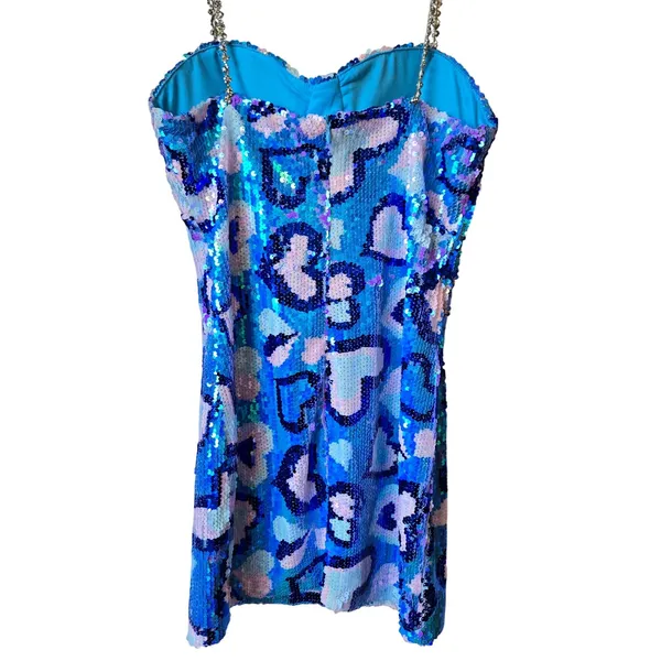 Amylynn Heart Diamante Sequin Mini Dress NWOT Size Small - Image 3