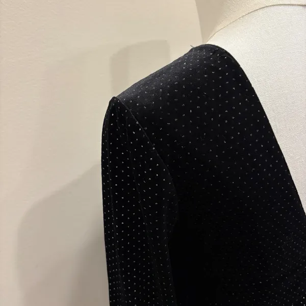 Saylor Black Velvet Glitter Micro Dot‎ V-Back Ruffle Mini Dress XS Going Out - Image 7