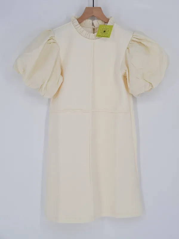 THML Cream Puff Sleeve Mock Neck Mini Dress Size S - Image 2