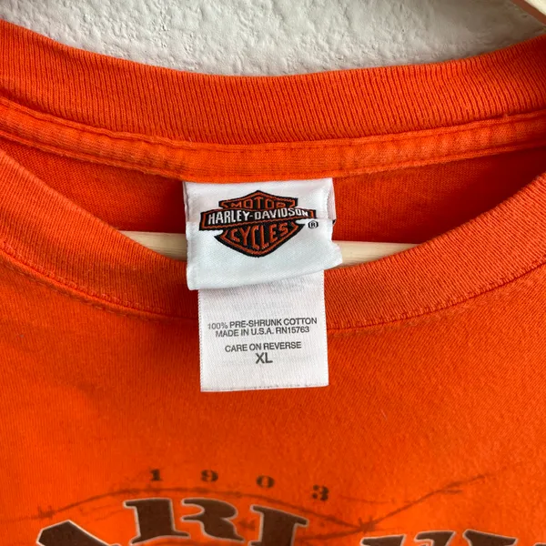 Harley Davidson 2009 Orange Laramie, Wyoming Biker Graphic Long Sleeve Tee - Image 8
