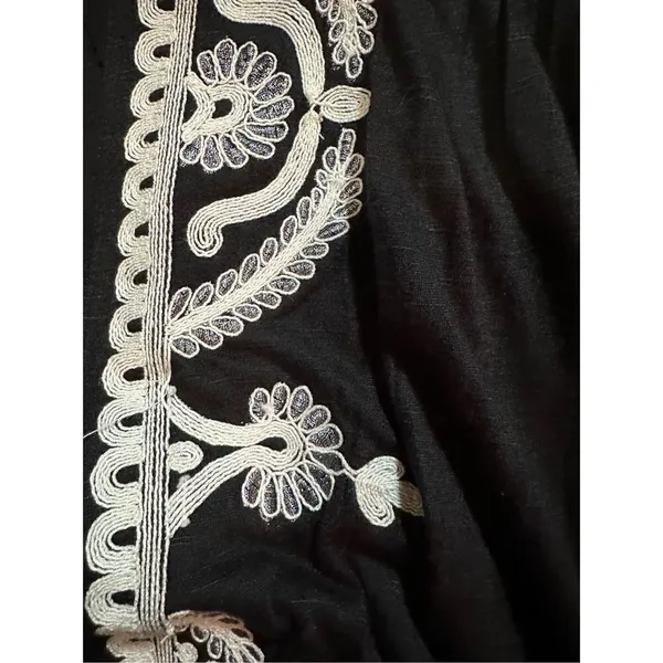 Free People DOS SEGUNDOS‎ Black/White Embroidered Batwing Top Sz M - Image 6
