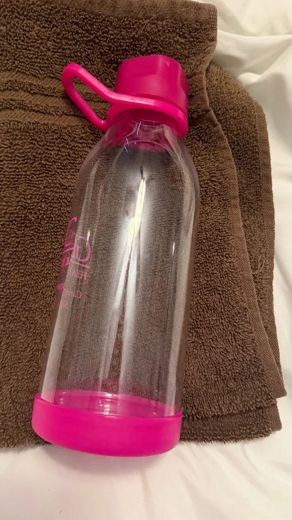 Pink Water Bottle - Clear with colored accents / handle - Image 2