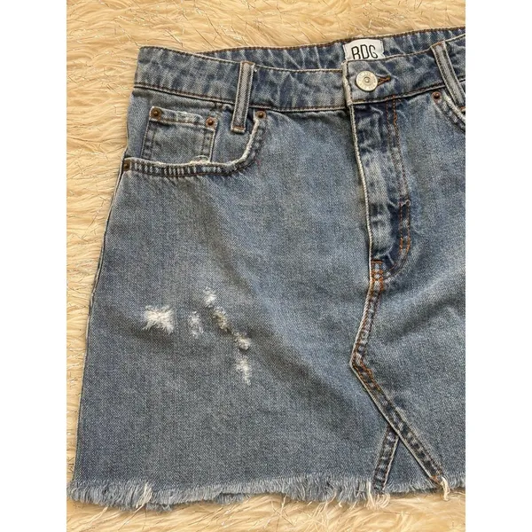 BDG Urban Outfitters Women’s Blue Distressed Denim Skirt Size M - Image 8