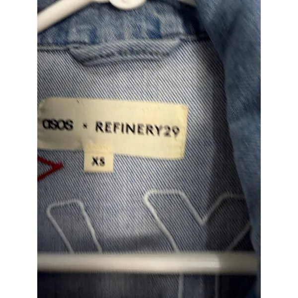 ASOS x Refinery29 Space Embroidered Denim Jacket Light‎ Wash Rocket Star XS - Image 4