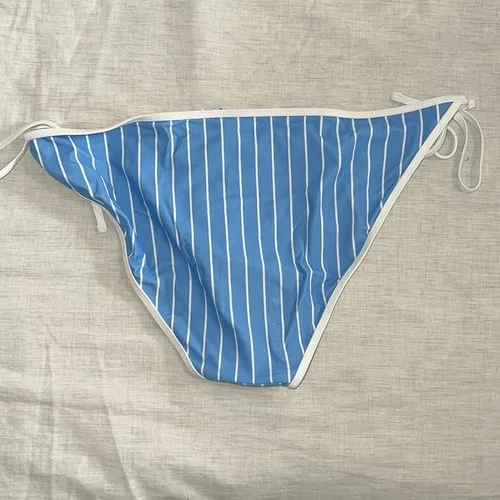 J. Crew String‎ hipster bikini bottom in stripe blue white size Large - Image 4