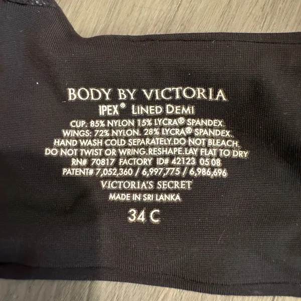 Victoria’s Secret ilex liner‎ Demi Black Bra Size 34C - Image 4