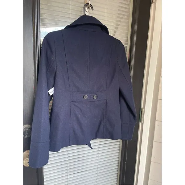 NWT Old Navy Wool Blend Double Breasted Button Down Peacoat Navy Blue M - Image 9