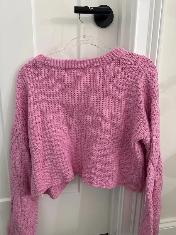 Cropped pink Altar'd State Sweater - Image 2