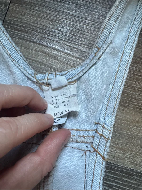 Vintage 90s LEI Light Blue Denim Short Overalls M - Image 6