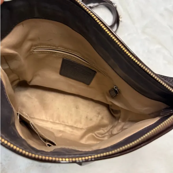 Coach Ashley Dark Brown Patent Leather Shoulder Bag F20462 - Image 6
