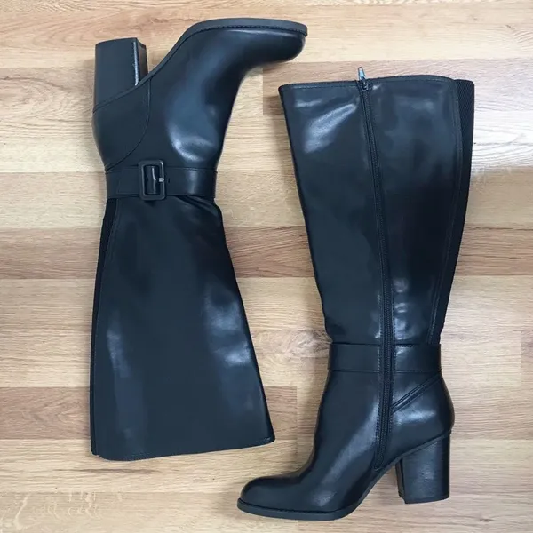 SOUL Naturalizer Black‎ Wide Calf Chunky Heel Boot Knee High Size 6.5 New - Image 11