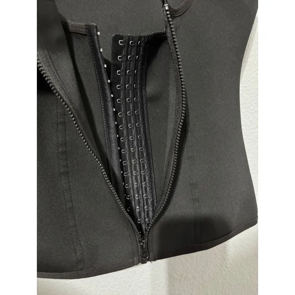 Womens Black Waist Trainer Vest Shapewear Zipper Hook Closure Large L Faja‎ - Image 2
