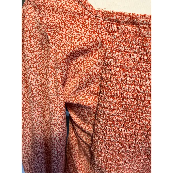 Abercrombie and Fitch Women's Long Sleeve Top Orange White Medium - Image 6