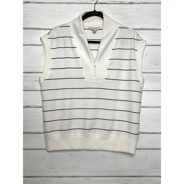 Rae Mode Matching Set Womens S Striped Half Zip Pullover Skort Shorts White - Image 3