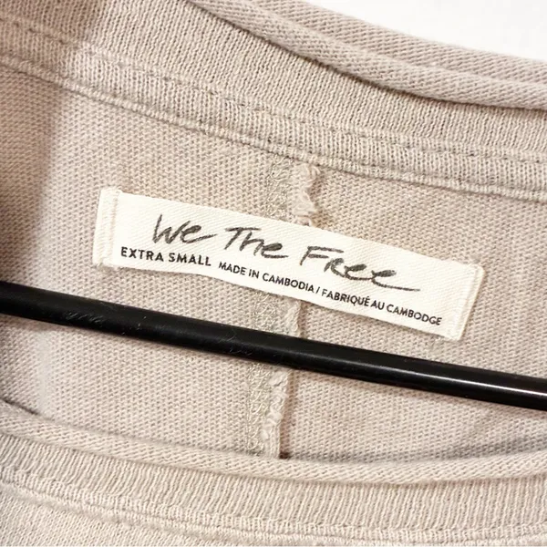 Free‎ People We The Free Red Cream Stripe Awesome Long-Sleeved T-Shirt Size XS - Image 4