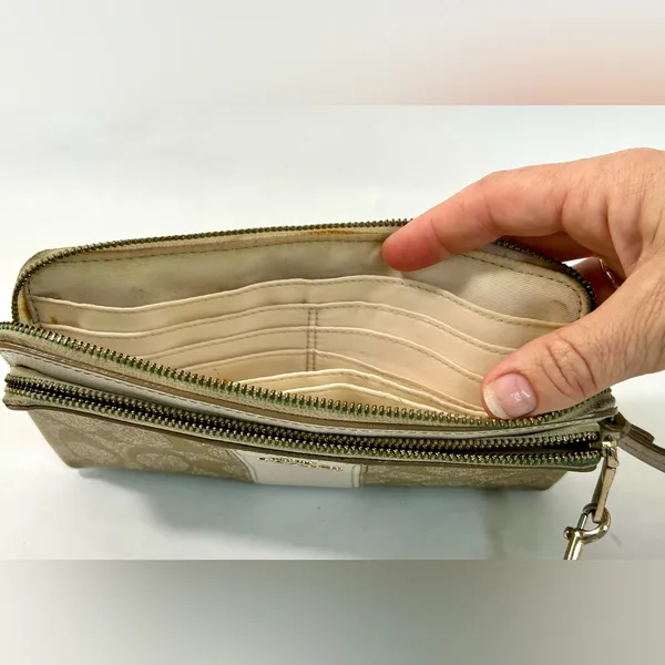 Coach Signature CC Khaki Double Zip Wristlet Wallet F52848 - Image 10