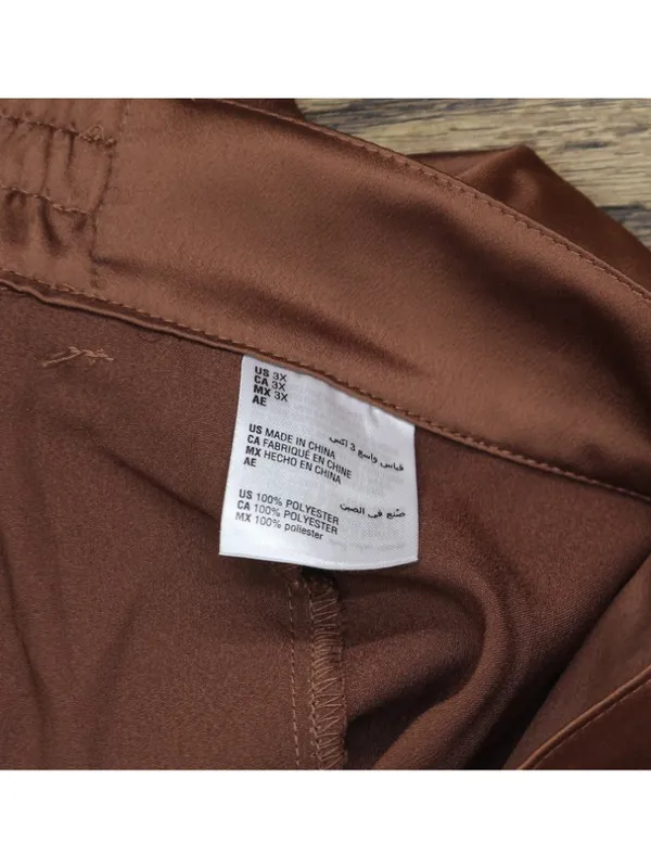 NEW Bar III Trendy Satin Cropped Cargo Pants 100193656WN Root Beer Brown 3X - Image 4
