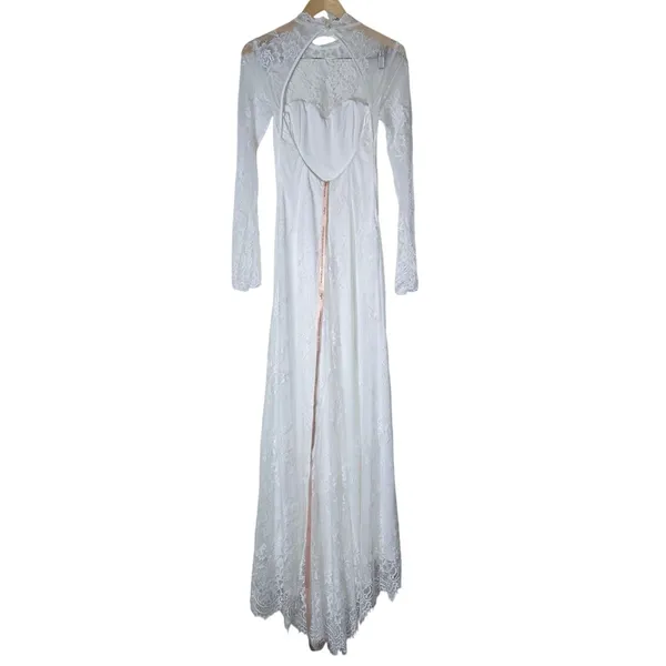 Lulus Laveau White Lace Bustier Backless Mermaid Maxi Dress Wedding Bridal Small - Image 4