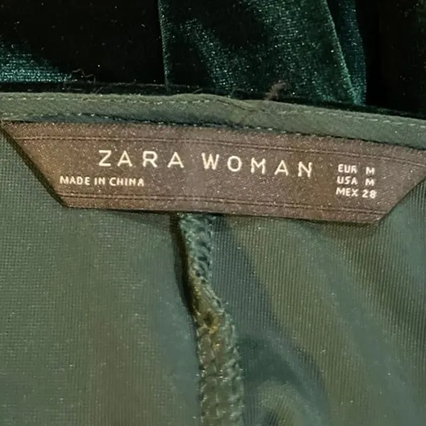 Zara Emerald Green Velvet Wrap Mini V-Neck Long Sleeve Dress SZ M Holiday Party - Image 4