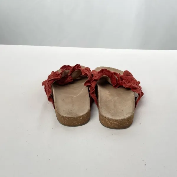Anthropologie Bianca Ruffled‎ Slide Sandals in Red Size 8 - Image 5