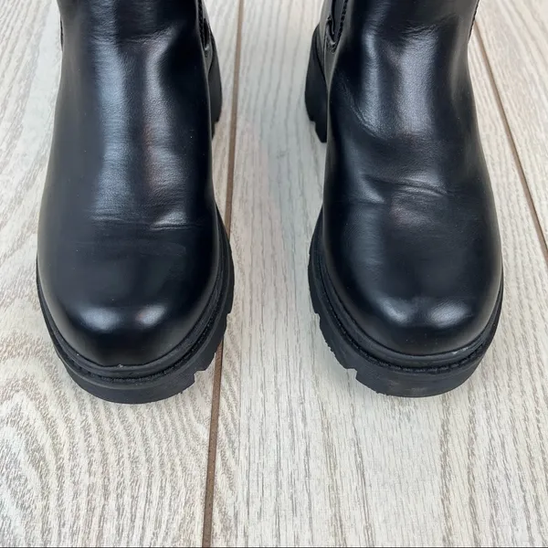 H by Halston Rio Lug Sole Tall Chelsea Boots US6/EUR36.5 Black Vegan Leather $125 - Image 3