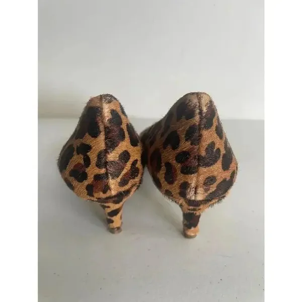 Women's J.Crew‎ Leopard Print Heels Calf fur Size 6.5 GUC! - Image 4
