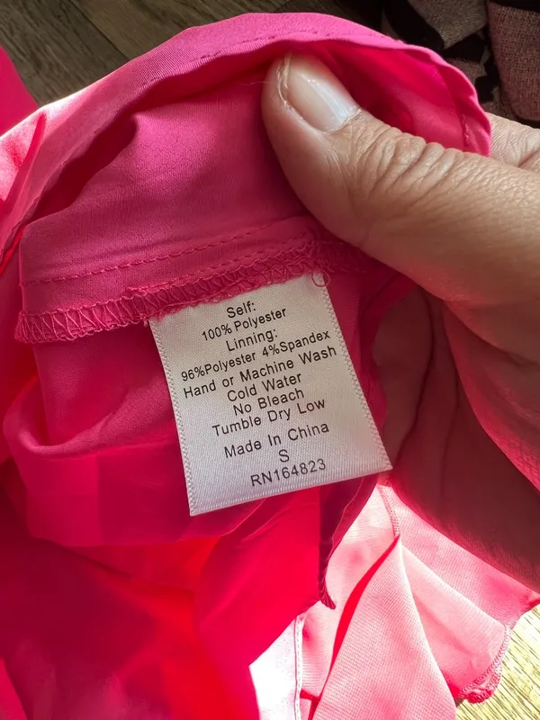 LUCY IN THE SKY Ysabel Chiffon Dress in Hot Pink Sz S Mini with back bow detail - Image 12