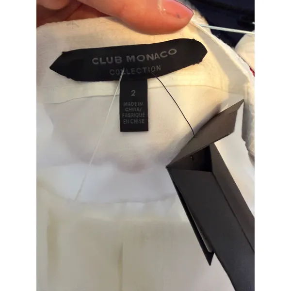 Club Monaco Midi Dress Size 2 White Cotton Silk Button Front Coastal Luxury NWT - Image 5