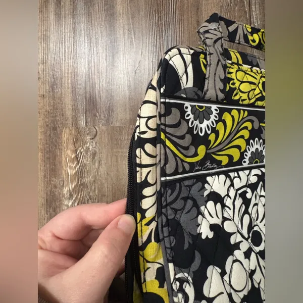 Vera Bradley Tech Organizer Baroque Black Yellow Floral Zip Mesh Pockets - Image 3