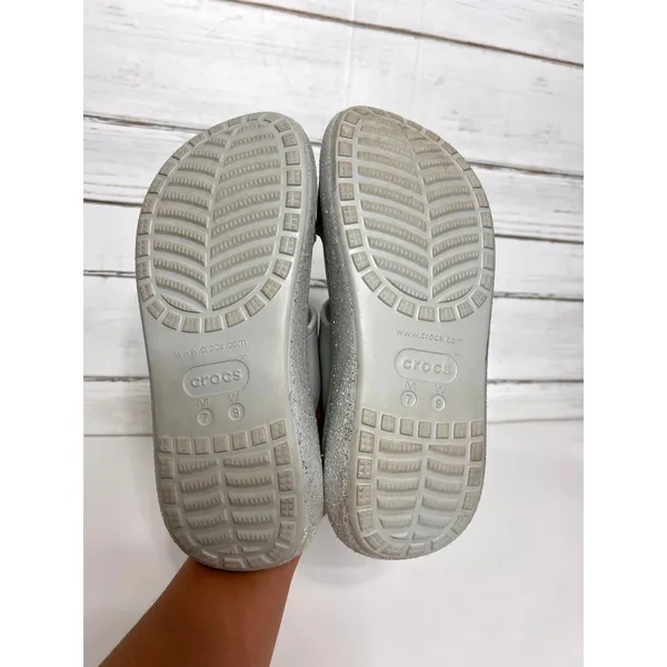 Crocs Classic Crush Glitter Platform Sandals Gray Women’s Size 9 Slip On Chunky - Image 6