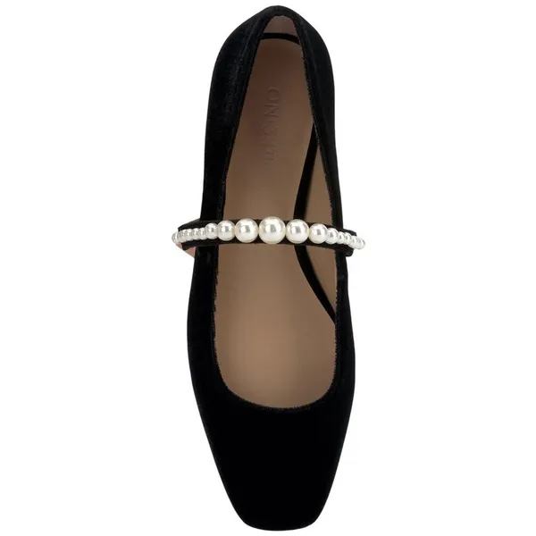 NWT On 34th Womens Sarrya Pearl Mary-Jane Flats 10019682600 Black Velvet 5.5M - Image 4