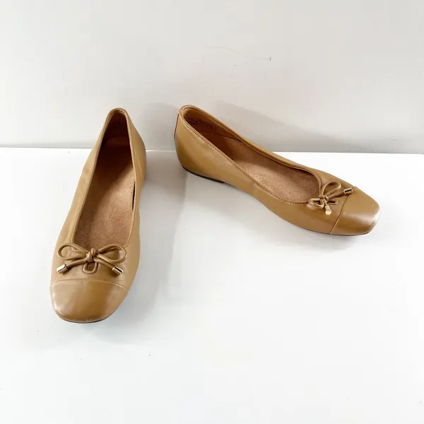 Vionic Klara Leather Slip On Cap-Toe Ballet Flats Brown Nappa Leather US 8 - Image 2