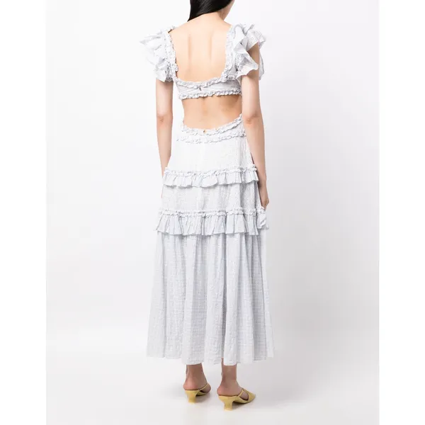 Needle & Thread Blue White Broderie Anglaise Cotton Maxi Dress XS - Image 2