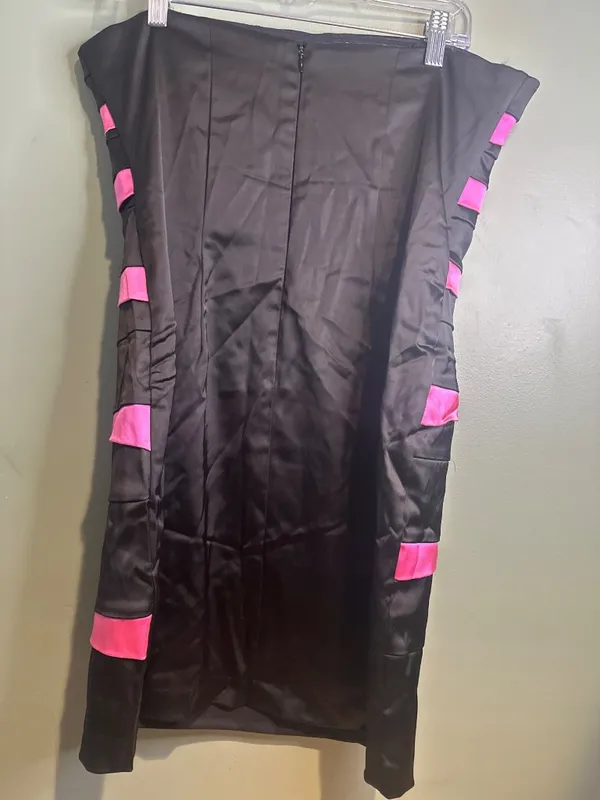 Betsy & Adam Size 14 Strapless Cocktail Dress Black Pink Y2K Prom Made USA - Image 4