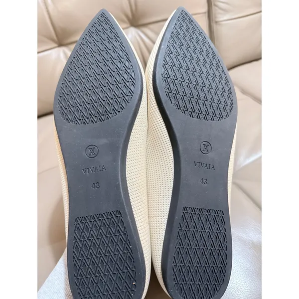 Vivaia Ballet Flats Aria 5.0 Pointed Toe Cream Ivory Knit Shoes Womens 43 - Image 5