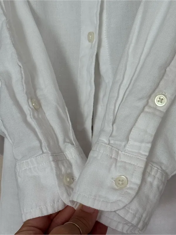 MADEWELL Tie-Front Linen Button Down Shirt S 19” p2p Eyelet White EUC - Image 7