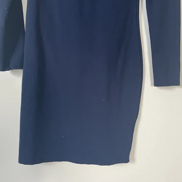 Navy Blue Bodycon Mini Dress‎ Long Sleeve XS Charlotte Russe Minimalist Chic Y2K - Image 5
