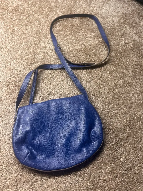 Nine West Blue Leather Crossbody Saddle Bag - Image 3