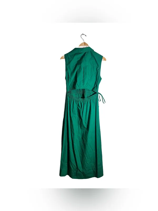 Calvin Klein Midi Dress Women's 8 Cutout Cotton Emerald Sleeveless Vacation NWT - Image 2