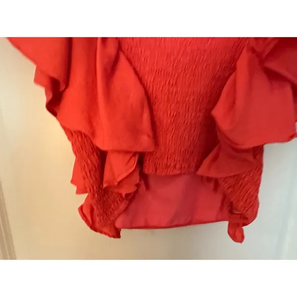 Vestique Coral Crop Layered Ruffle Sleeve Top Women's Sz Medium - Image 3