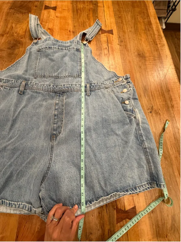 PARKE Denim Shortalls Romper Womens Plus 2X Blue Overalls Mini Coverall Cotton - Image 8