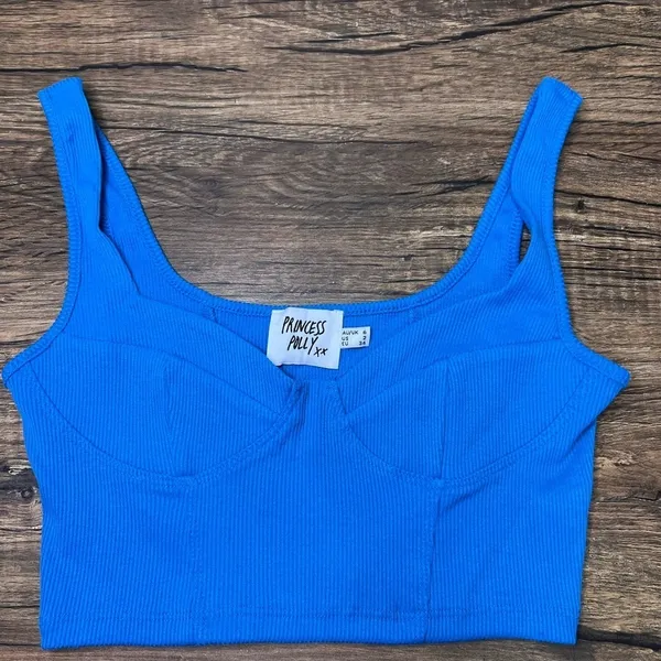 Princess Polly Blue Crop Top - Image 2