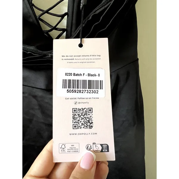Oh Polly Anastasia Draped Halterneck Satin Mini Dress in Black size 4 New - Image 8