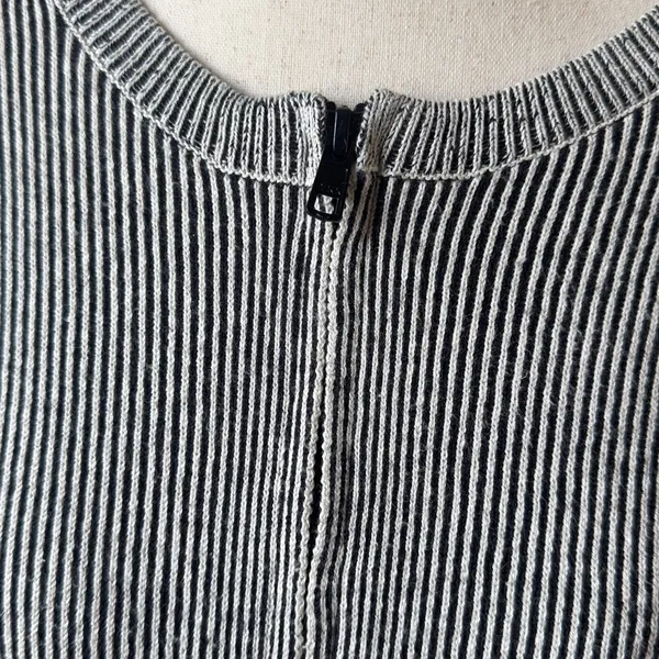 CAbi Black and White Striped Poncho Sweater Size Small Cotton Oversized Full Zip - Image 3