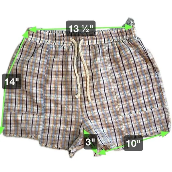 Papermoon Ava 100% cotton plaid chop hem drawstring shorts, gauze liner Size M - Image 6