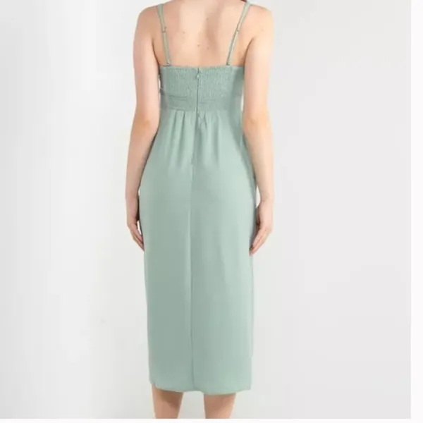 Abercrombie & Fitch pale sage green slit front corset seamed midi dress. XS - Image 2