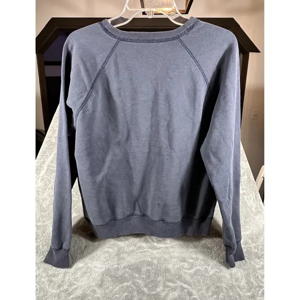 Y2K Abercrombie & Fitch Sweatshirt Women M Blue Lived In 3D Spellout Patch 90's - Image 7