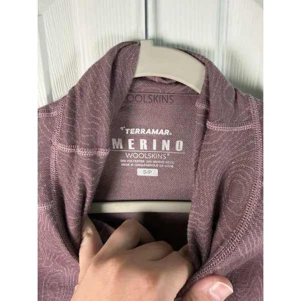 Terramar Woolskins Merino Wool Base Layer Top Small Purple UPF 50 Outdoor Hiking - Image 6