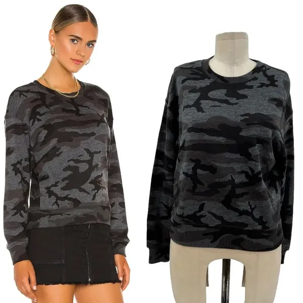 Rails Ramona Sweatshirt Iron Camo Print‎ Gray Black Long Sleeve Size XS - Image 2