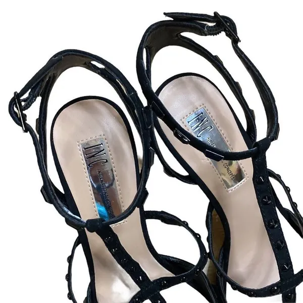 INC Black Studded Evening‎ Casual Dressy Heeled Sandal - Image 3